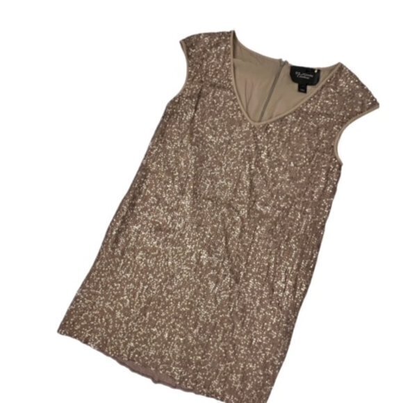 St John Couture Gold Silver Beaded Sequin Stretchy Evening Dress Size 2 RARE EUC - Picture 12 of 16